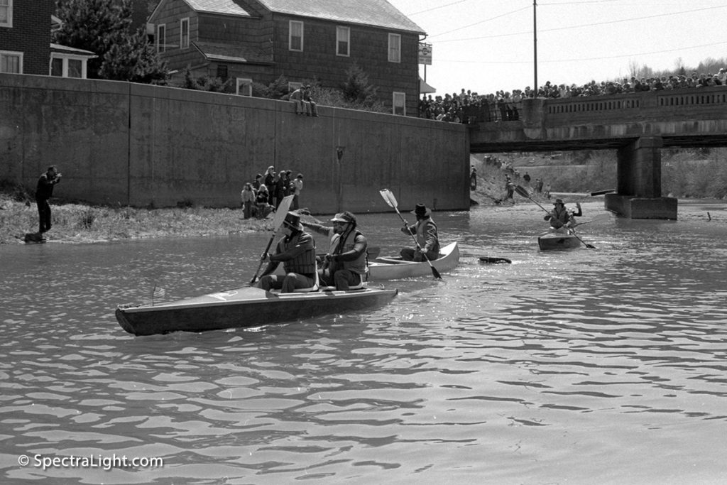 Departure of kayakers, Bill Giovanelli, Chuck Dollard, Ron Morrison and Paul Camuso, at Toby Creek in Brockway, PA on April 30, 1978. This was the start of their adventure to New Orleans and the Gulf of Mexico which they completed on July, 29, 1978. (Photo: Mark Madere | SpectraLight Photography)