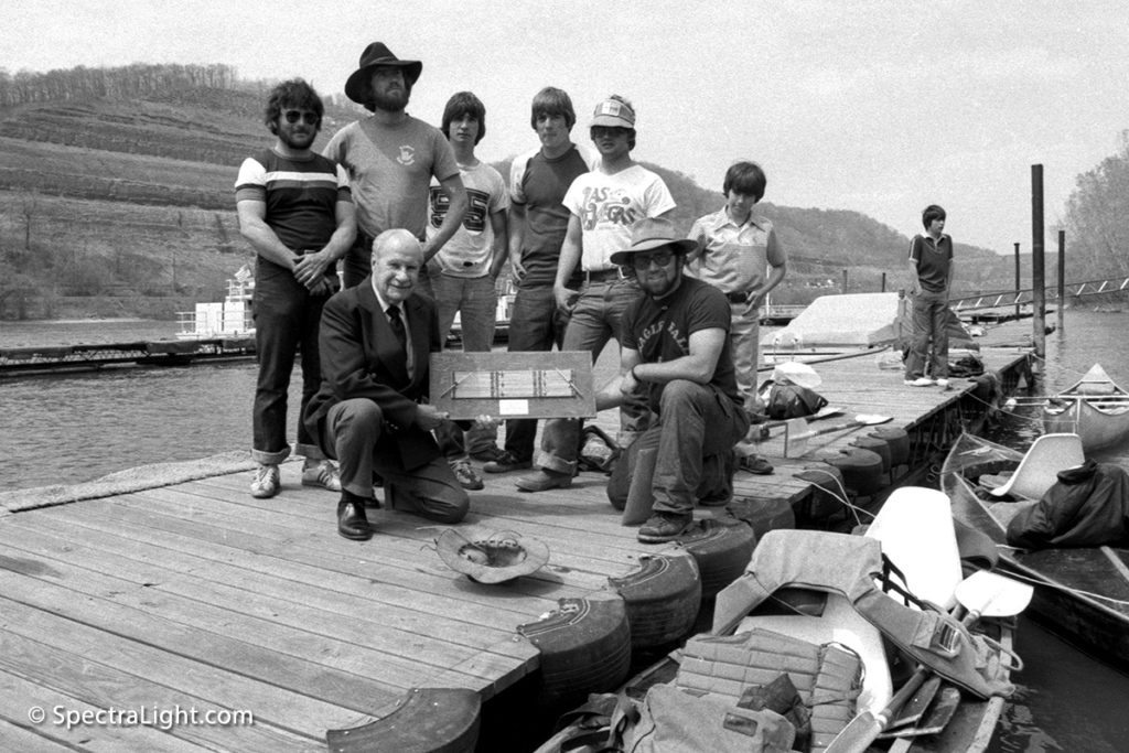 Presentation at Oakmont Country Club with kayakers, Bill Giovanelli, Chuck Dollard, Ron Morrison and Paul Camuso, from Brockway, PA on May 7, 1978. This stop was enroute to New Orleans and the Gulf of Mexico which they completed on July, 29, 1978. (Photo: Mark Madere | SpectraLight Photography)