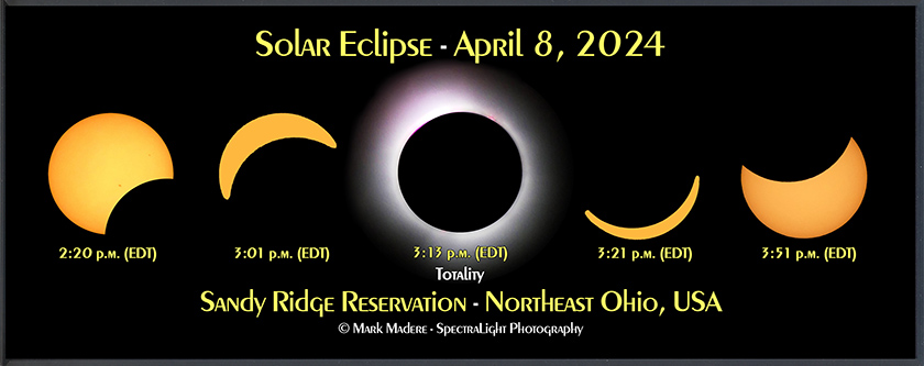 Solar Eclipse at Sandy Ridge Reservation - North Ridgeville, Ohio - April 8, 2024 - Photo by Mark Madere of SpectraLight Photography - https://SpectraLight.com/