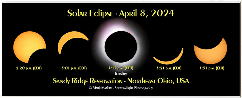 Solar Eclipse at Sandy Ridge Reservation - North Ridgeville, Ohio - April 8, 2024 - Photo by Mark Madere of SpectraLight Photography - https://SpectraLight.com/